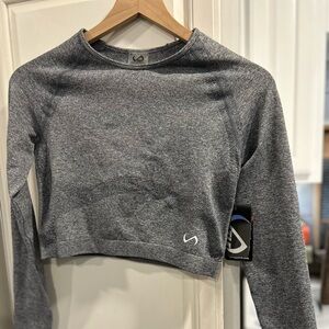 TLF React Long Sleeve Crop Top Charcoal Gray